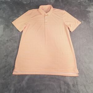 Vineyard Vines Polo Shirt Men XL Orange Striped Performance Casual Short Sleeve